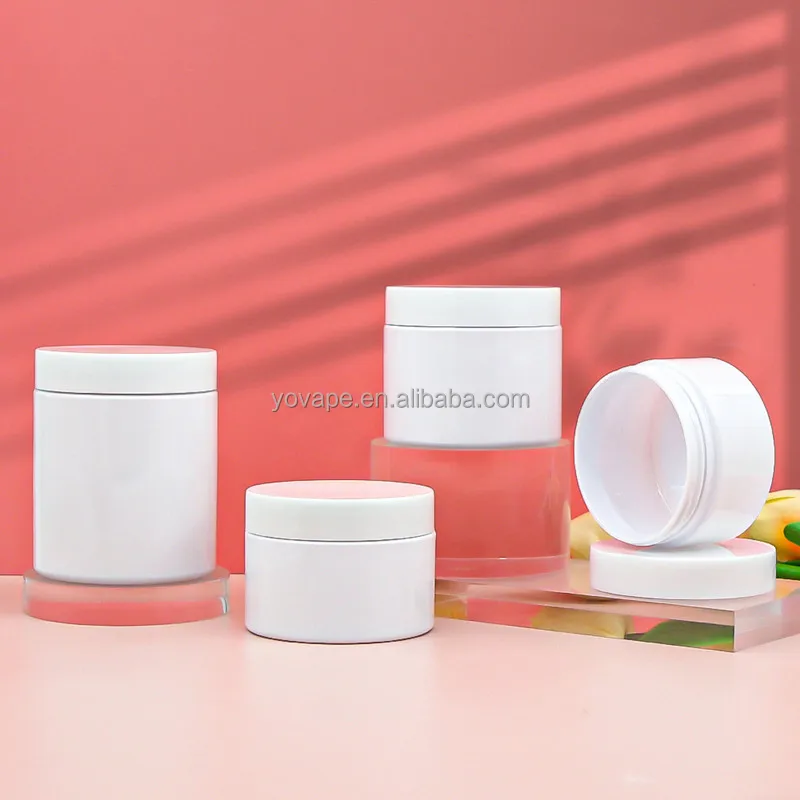 Cosmetic Packaging 50ml 80ml 100g 120ml 150ml 200 Gram 4 Ounce 6 Oz Opaque White Eye Face Cream Plastic Jar with Gasket Hand Pad