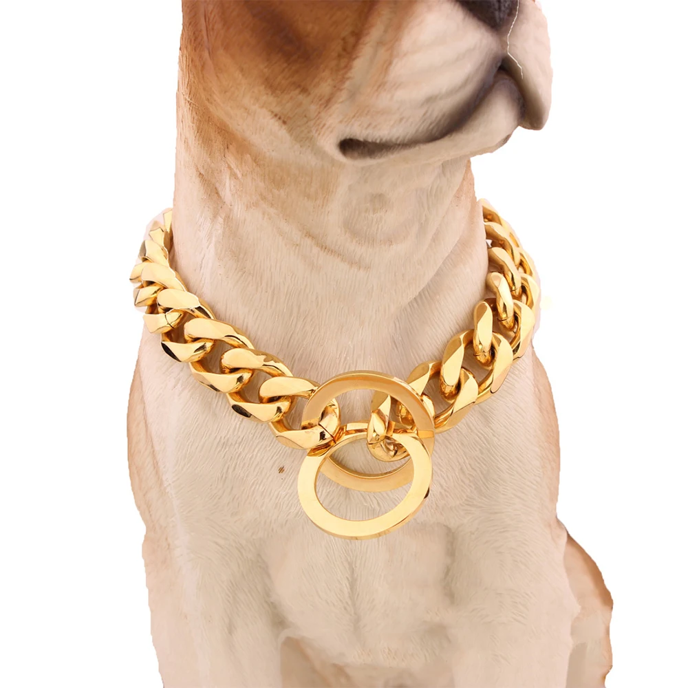 Smooth Stainless Steel Dog Collar Necklace Metal Chain Pet Collar