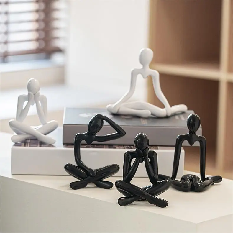 Modern Sculptures Home Decor Abstract Resin Figurines Thinker Statue for Living Room Office Bedroom Shelf Table Desk
