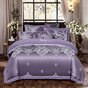 Wholesale Jacquard Luxury 100% Cotton European American Style Bed Sheet Quilt Cover Set Soft Bedding Wedding Four-Piece Kit