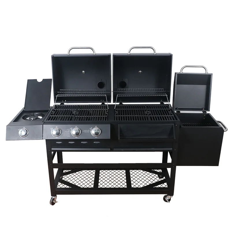 Large Cooking Area Barbecue Smoker Drum Charcoal  Multifunctional Bbq Grill Offset Smoker
