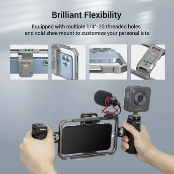 SmallRig Universal Video Kit for iPhone SmartPhone Vlogging and Live Streaming Cage Set with Microphone Light Tripod Side Handle product image