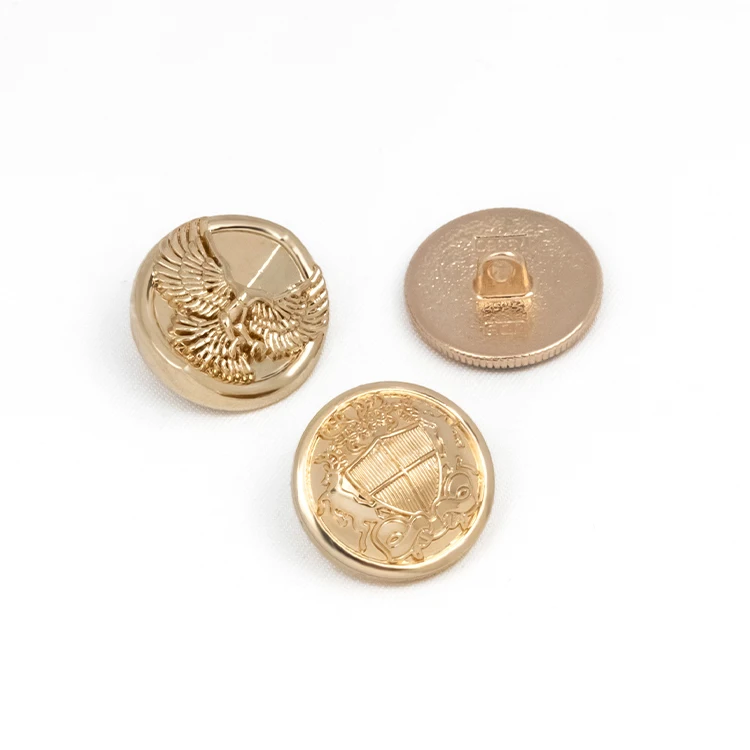 High Quality Engraved Gold Brand logo Custom Clothes Metal Dome Shank ...