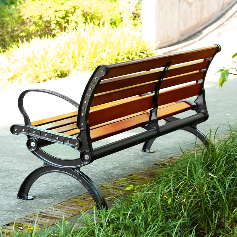 Factory Wholesale Outdoor Furniture Bench Chair Durable Pine Wood Garden Street Cast aluminium Seating Bench details