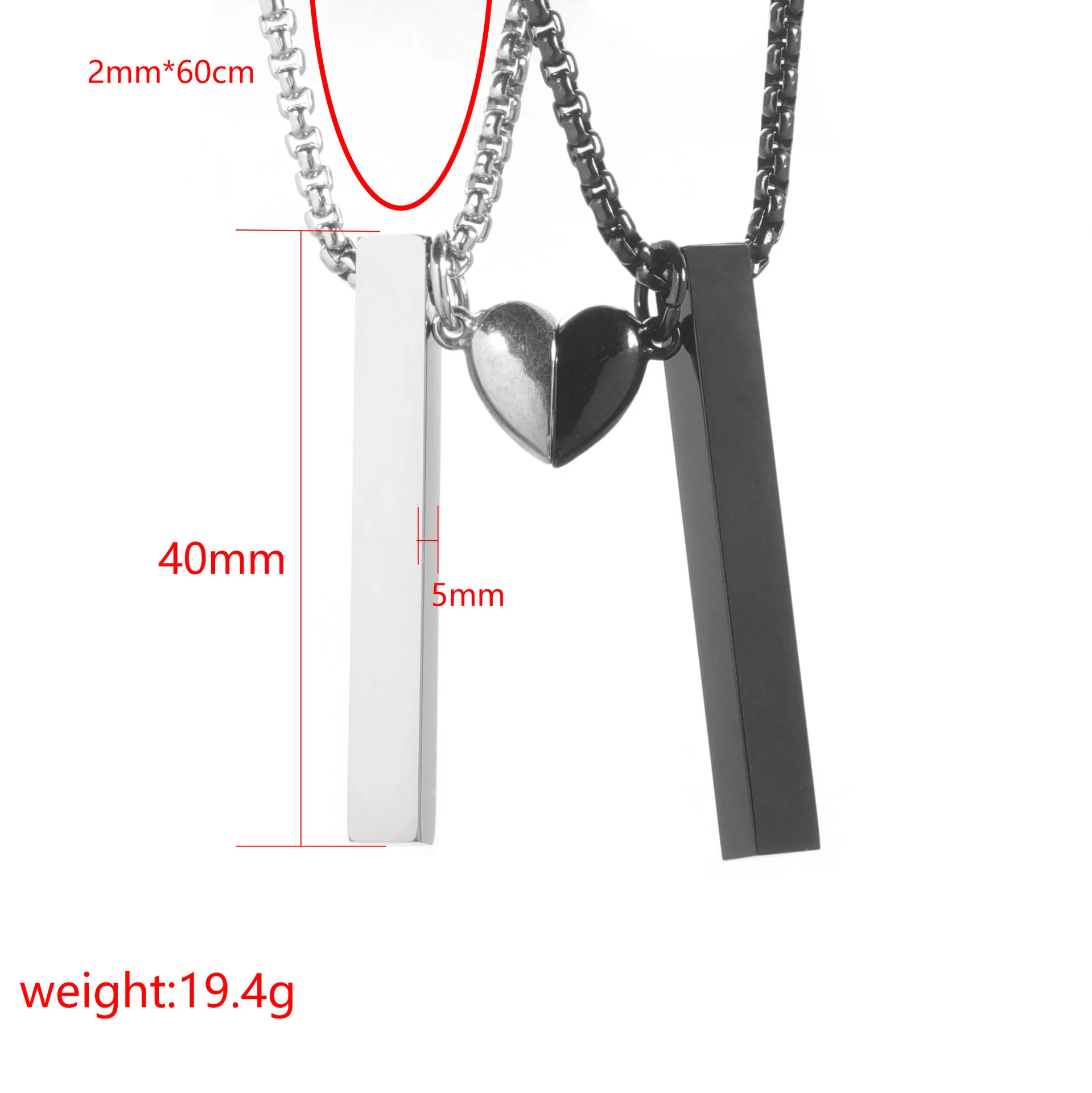 Bar Magnetic Split Heart Necklace