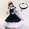 Dress apron bow  headband headpiece flowers collar-black