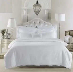 Wholesale Hotel Bedding Set 100% Cotton Pure White Duvet Cover Set 4 Piece 300tc All Season