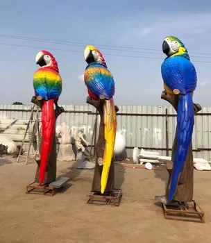 Handmade Christmas Outdoor Garden Decoration Fiberglass Resin Birds Animals Sculpture Statue Parrot Figurines Wall Hanging