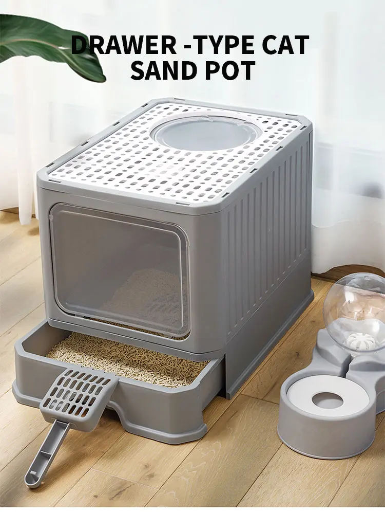 Wholesale Full Enclosed Splash Proof Cat Litter Box Pet Toilet With