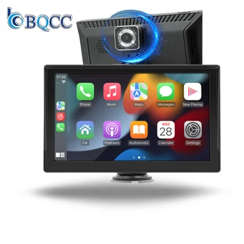 BQCC 9" IPS Screen 12V-24V Wireless Carplay Carscreen with Front DVR Camera BT FM HD Display Car Stereo Mirroring Truck B5590R