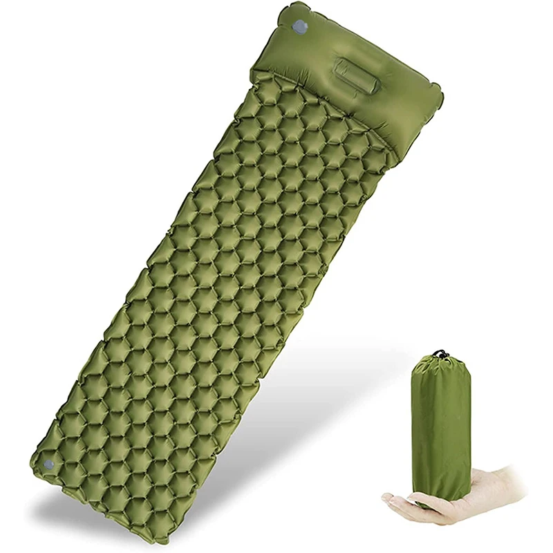 Camping Inflatable Sleeping Pad Ultralight Compact Camping Mat Sleeping Cushion with Pillow Inflatable Sofa Air Mattress