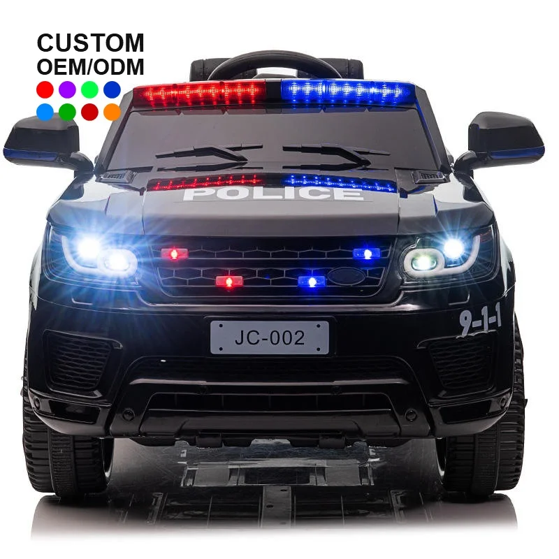 Children's Four-Wheel Electric Toy Car Battery-Powered Remote Control Vehicle Kids Boys Girls Includes Police Car Stroller Box