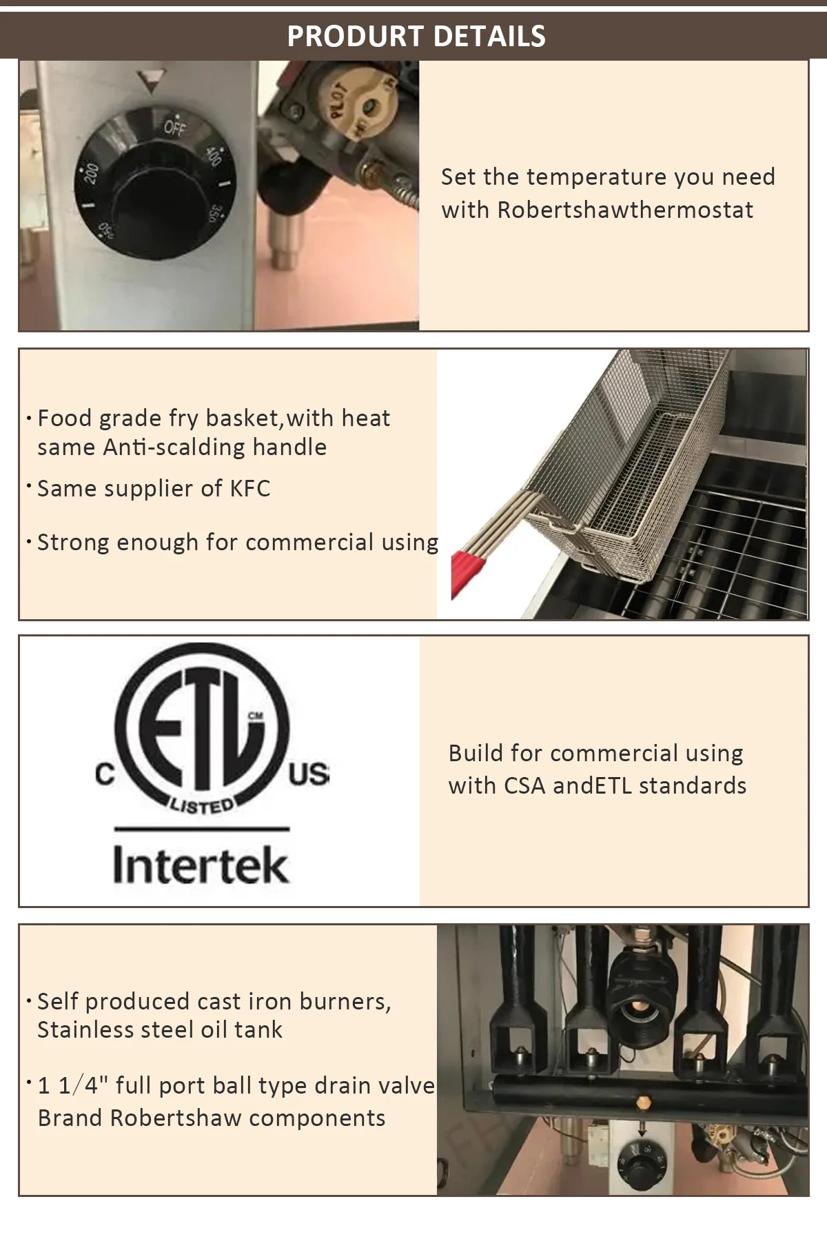 High quality ETL certificated restaurant free standing fryer gas fryer commercial gas deep fryer for restaurant