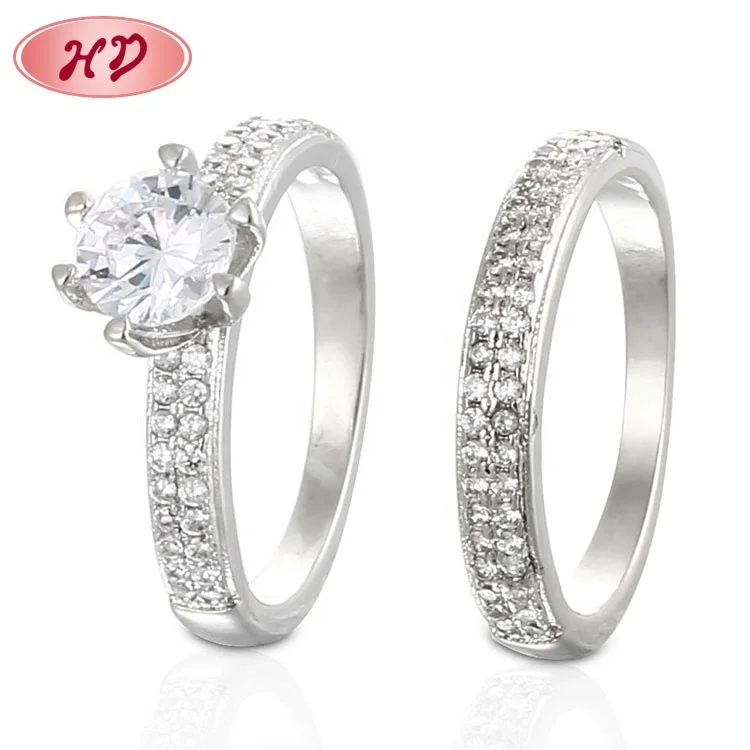 Beautiful Jewelry Single Stone Simple Design Couples Finger Ring for Wedding