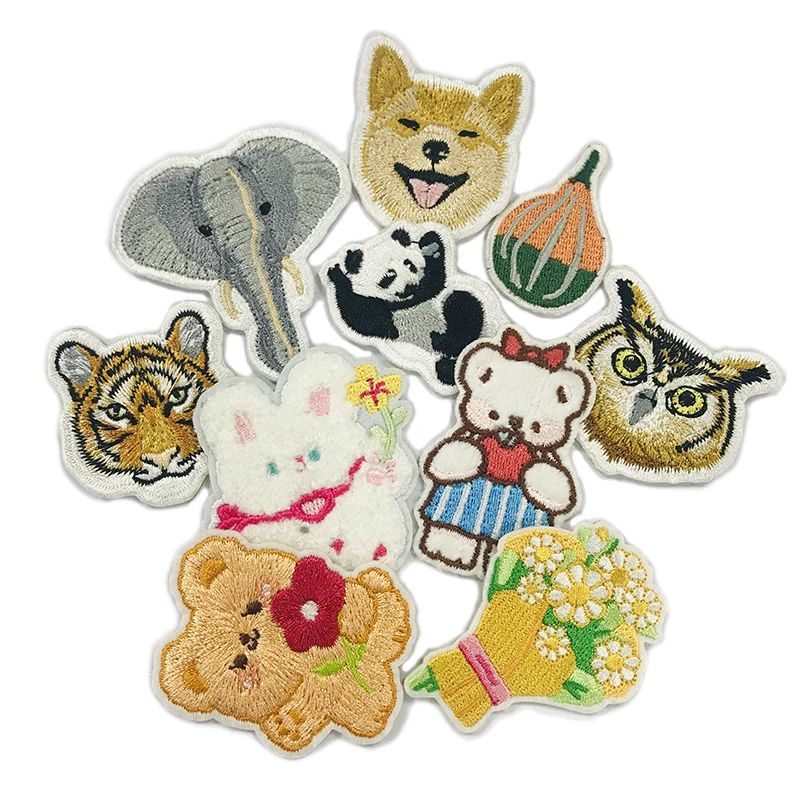 Embroidered Animal Shape Patches Tiger, Elephant, Panda, Owl Cute Patches Suitable for Children's Clothing