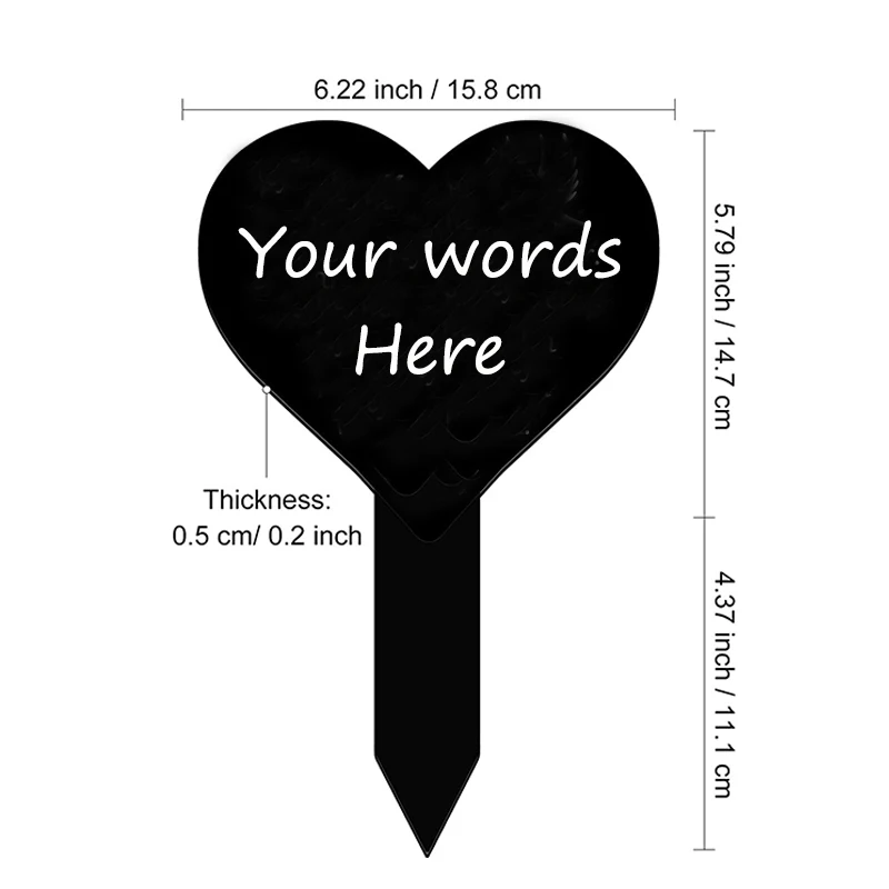 Grave Marker Stand Heart Memorial Remembrance Plaque Stake Memorial