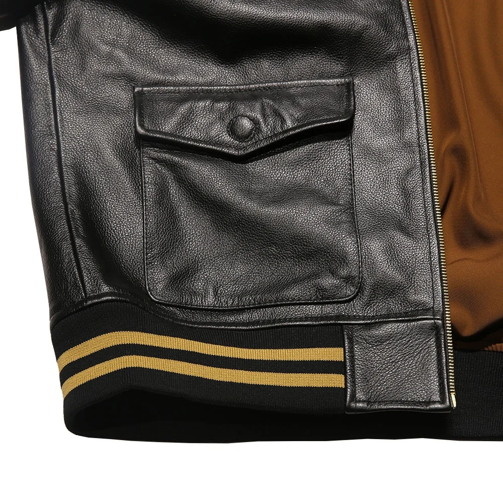 Baseball Uniform Casual Real Leather Coats Embroidered Tiger Cowhide Genuine Leather Jacket Men Clothing