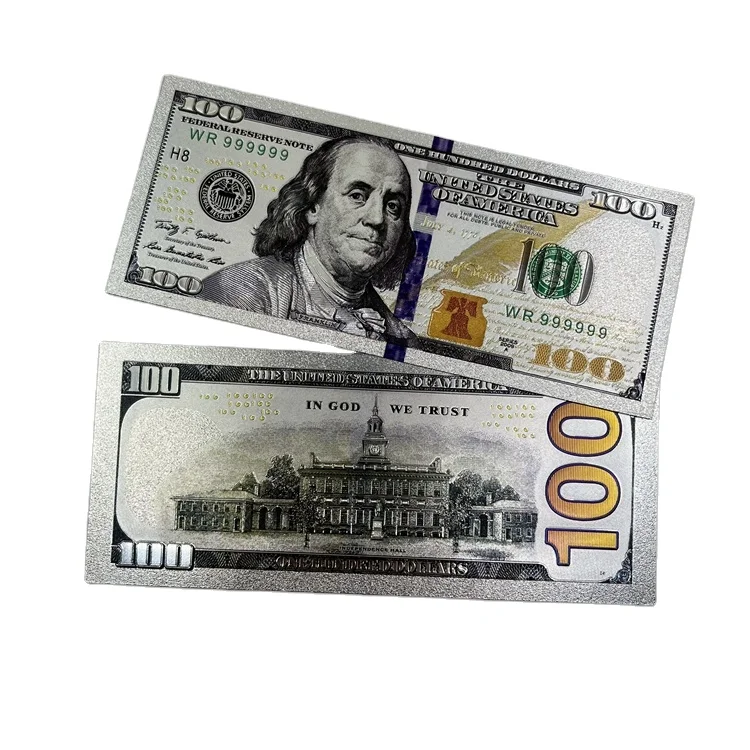 RTS Usd 1 2 5 10 20 50 100 Dollars Bill Money Plastic 24k Gold Silver Foil Banknote