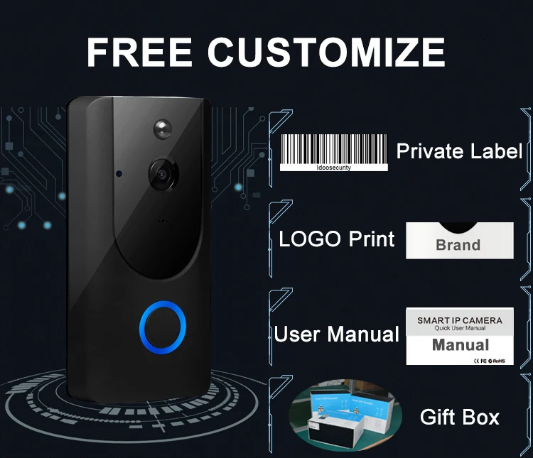 Pir Human Motion Detection Door Bell Hd Security Camera 1080 Wireless