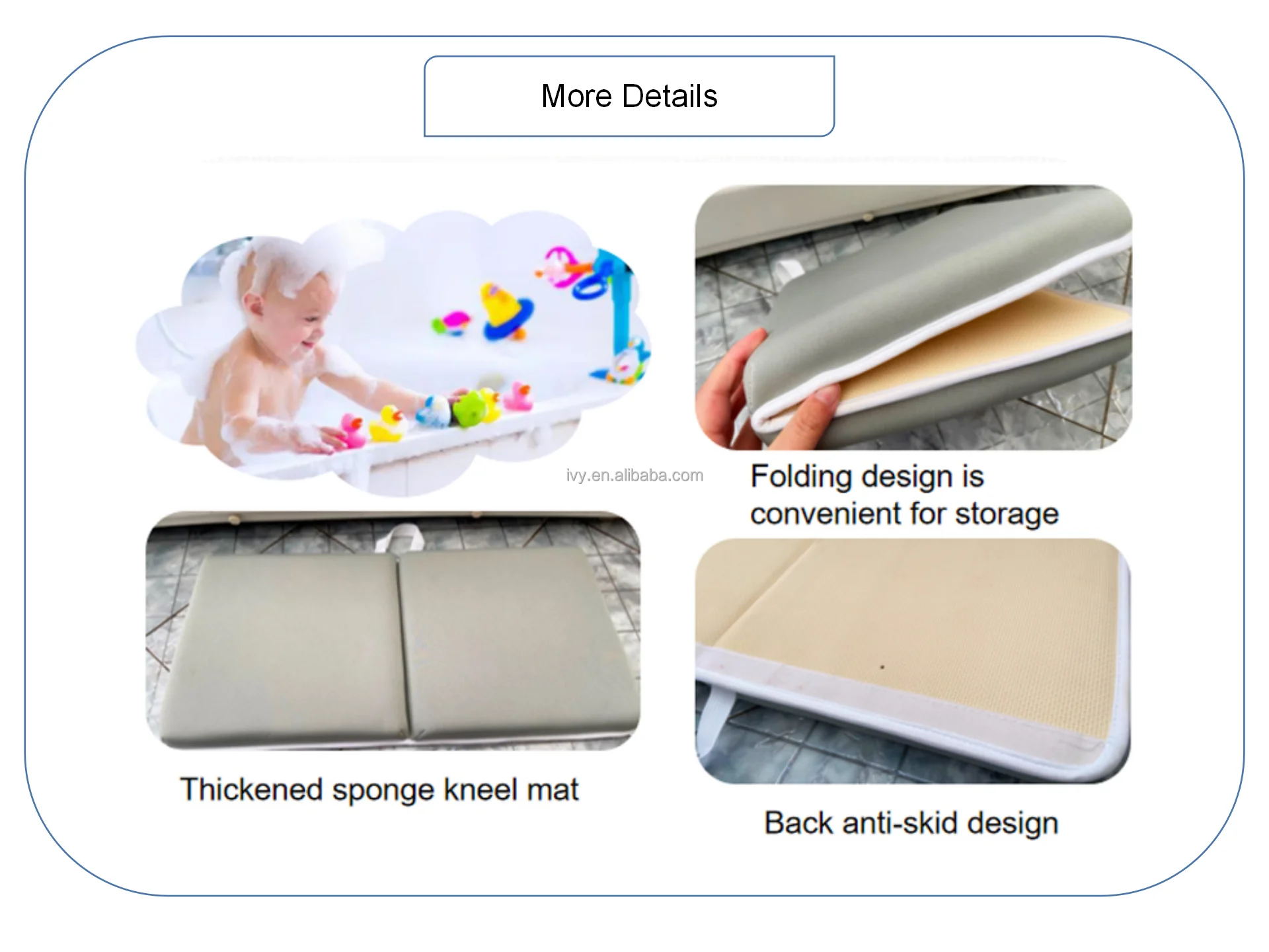 Happy Bathing Time1.5 inch Thick Kneeling Pad Mat Kneeler Padded Cushion Baby Pad Bath Kneeler details