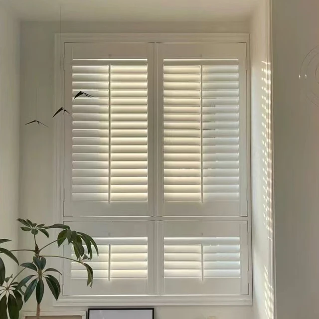 Factory Direct Electric Solid Plantation Shutters Eclectic Design Roller Format Plastic Material Horizontal Pattern Plain