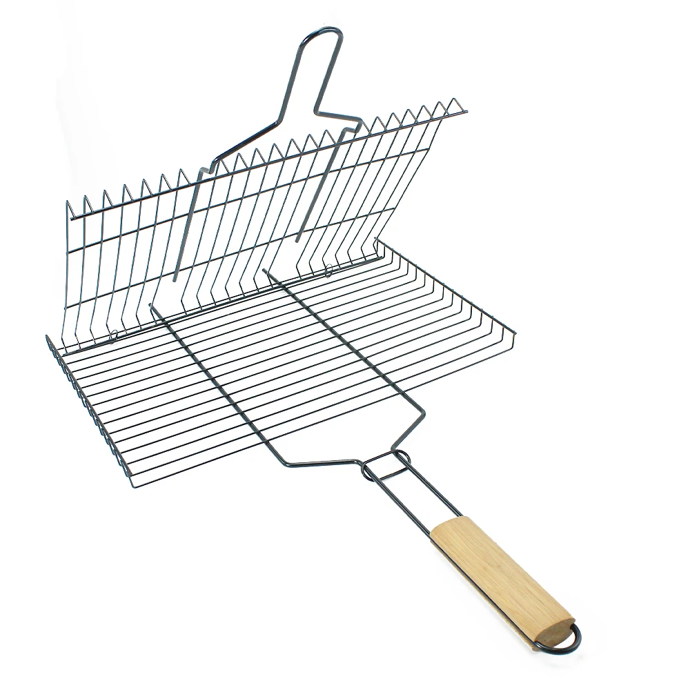 Grill Basket Portable Stainless Steel Vegetable Grill Basket With Pine