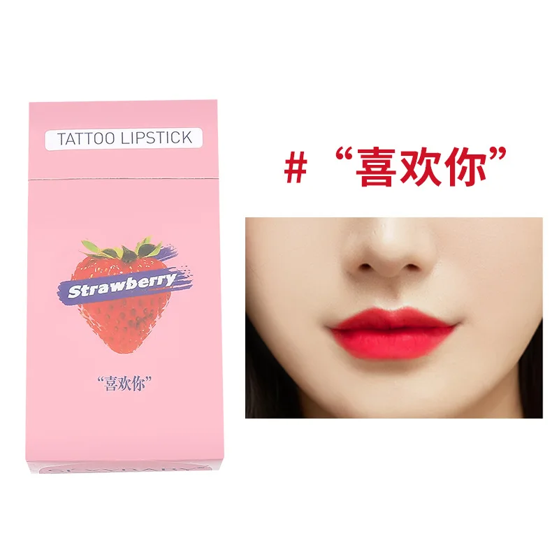 20Pcs One Time Lipstick Cigarette Box Liquid Tint 5 Colors Long Lasting Waterproof  Matte Tattoo Lipstick