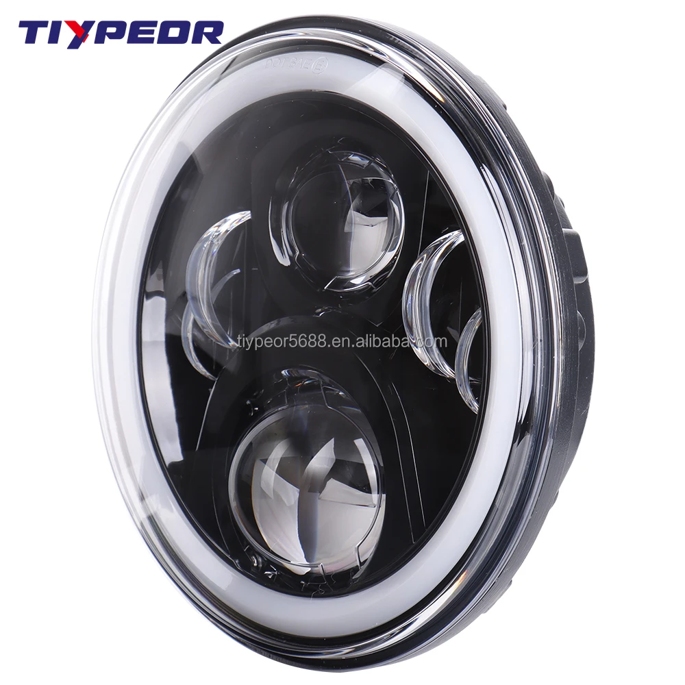 product tiypeor wholesale 12v 24v auto accessories with halo angel eyes drl headlamp for jeep 7 inch round led headlight motorcycle-7