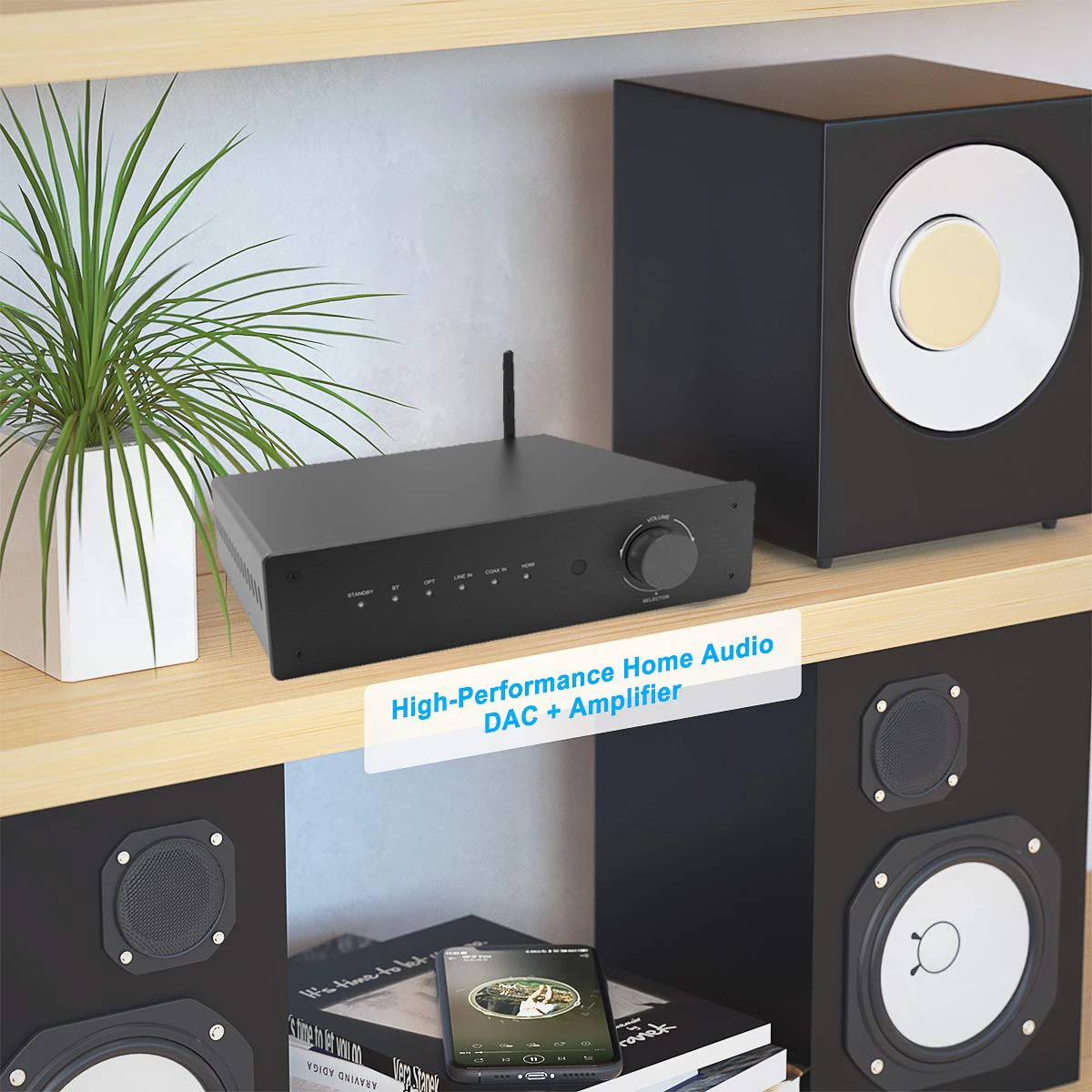 Bluetooth 5.0 Audio Amplifier with 2 x 100 Watt RMS and 3 Channel (2.1) Stereo Receiver