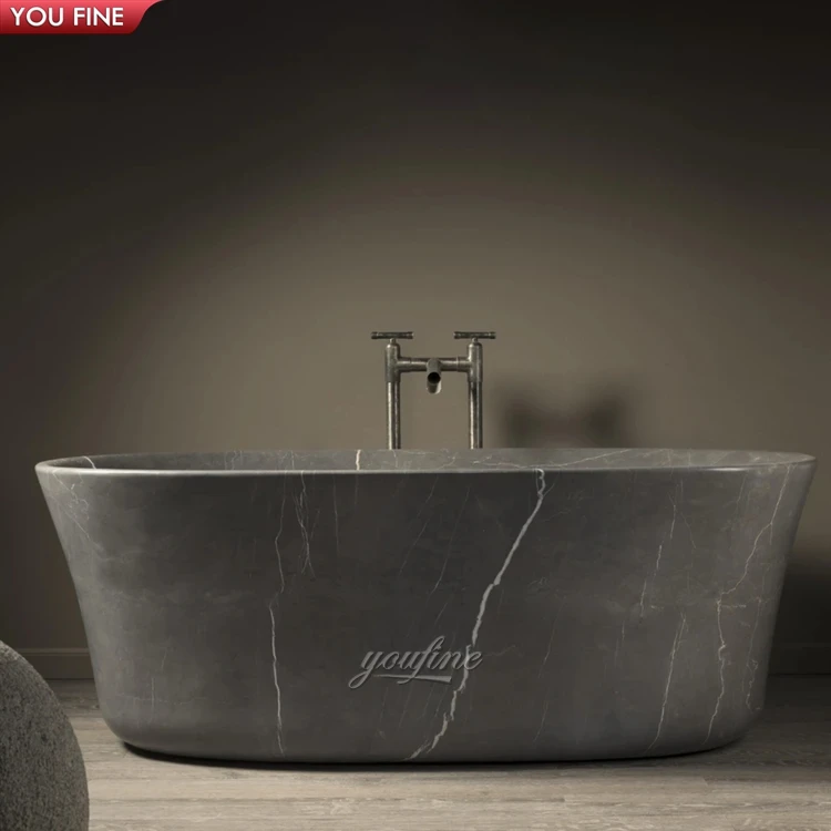 Hot Sale Round Freestanding Marble Bathtub Free Standing Natural Stone