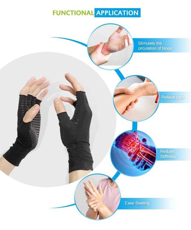 Muscle Tension Factory Price Half Finger Copper Compression Arthritis
