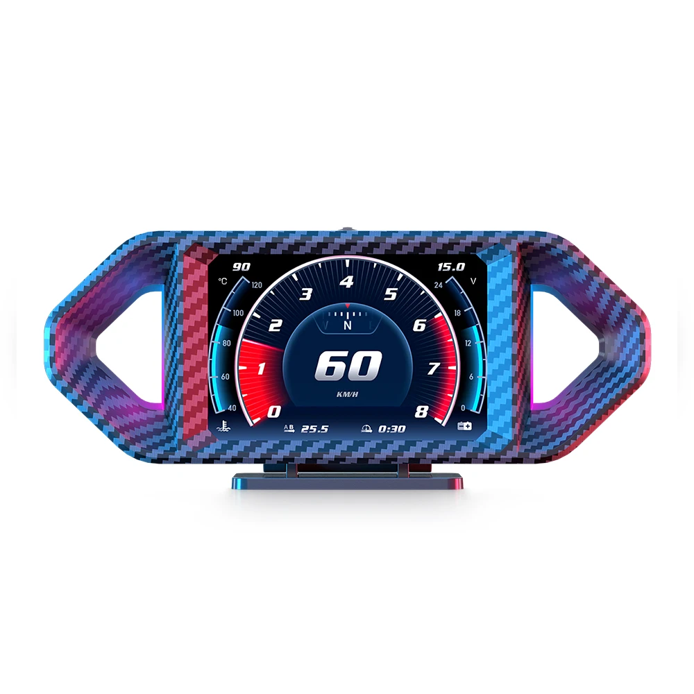 OBD2+GPS HUD Head-Up Display – Digital Speedometer, Water Temp, Slope Meter With Alarms