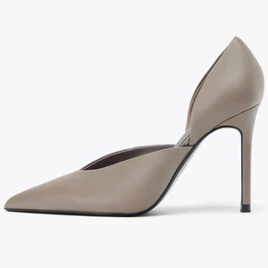 Luxury Factory Direct Women Taupe Leather Pumps Pointed Toe High Heel DOrsay Custom Logo Office Gala Wholesale