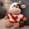 Vaca [Bolso pequeño marrón estilo suéter con borde rojo y corazón rojo]