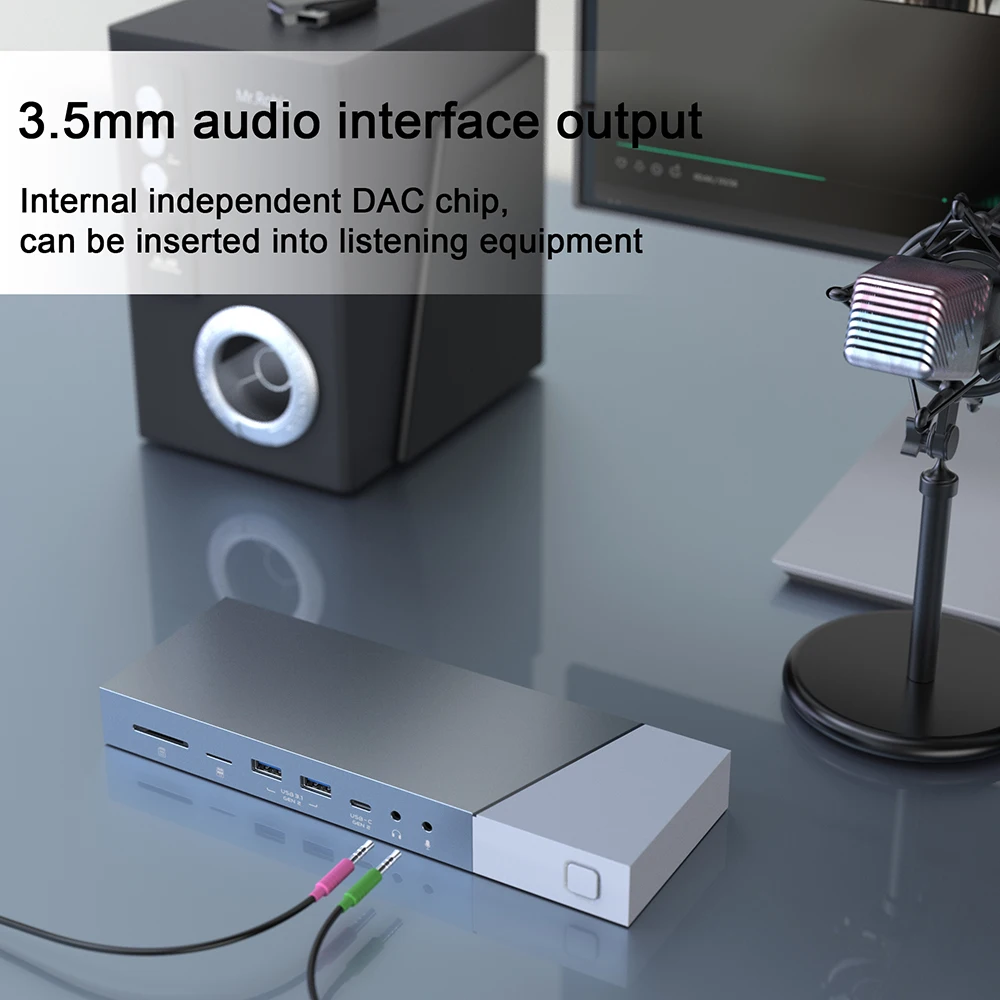 16-in-1 USB-C USB-A Triple Monitor 4K @ 60hz DisplayLink Laptop Docking Station for MacBook Pro Air M1 M2 Dell HP