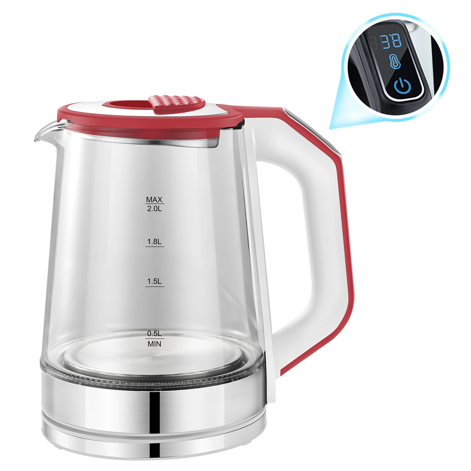 2.0l Glass Smart Electric Kettles Water Digital Portable Electric Pots ...