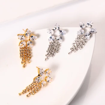 Fashion Shooting Star Earrings Jewelry Women Brass Diamond Hoop Stud K Gold Plated Ladies Hoop Earrings Factory