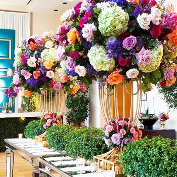 GIGA high quality artificial flowers table centerpiece festival  silk ball flower vases for weddings tall centerpiece