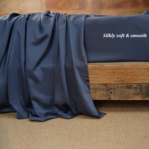 Modern 4PCs Queen Grey Bamboo Bed Sheets Set 100%  Bamboo Cooling Breathable Flat Woven Deep Pocket