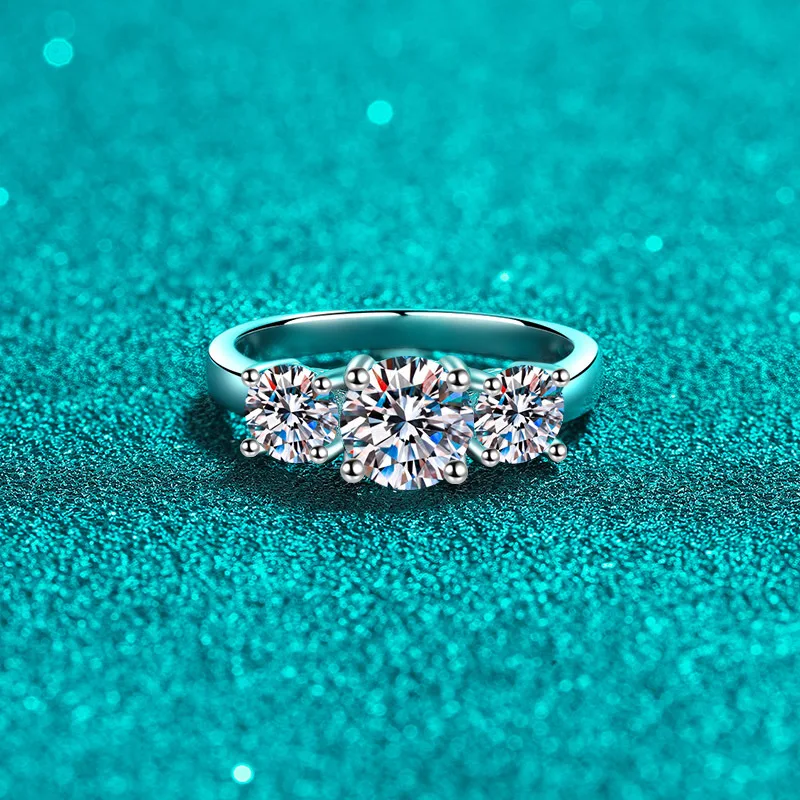 Solitaire Tiffany Jewelry Promise Rings 3-stone Wedding Band