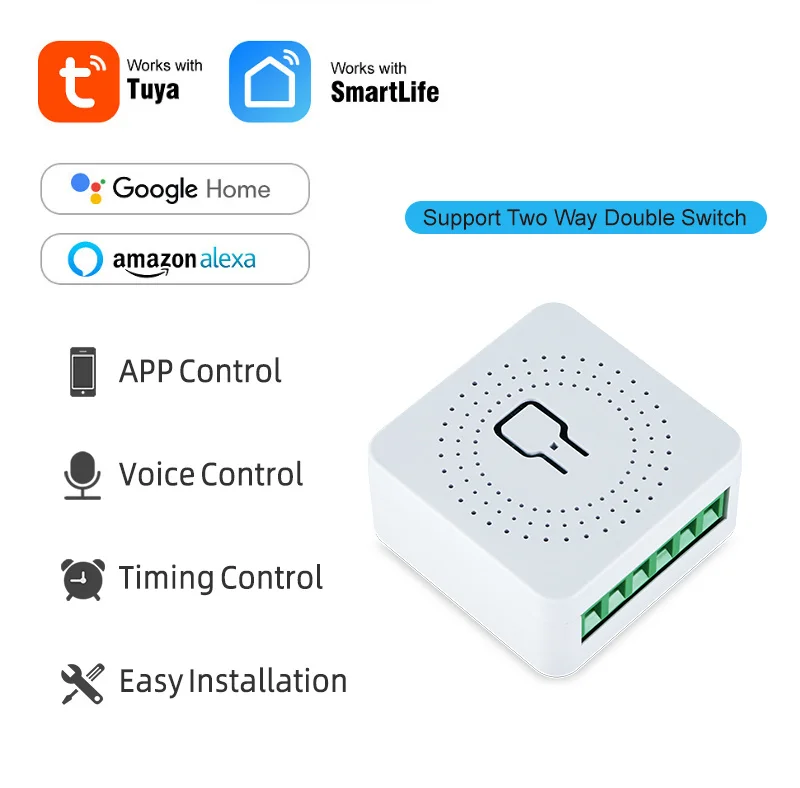 16A Tuya WiFi Smart Switch 2-way Control Switch Mini Smart Breaker Smart Life Control Work With Alexa Google Home Alice