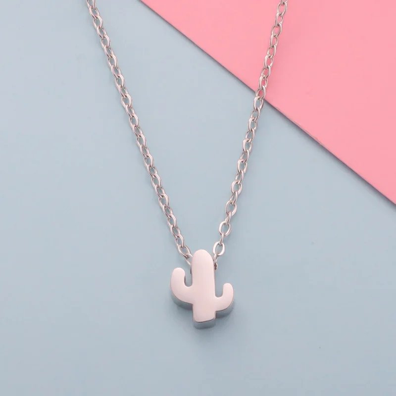 Plant Cactus Pendant Necklace