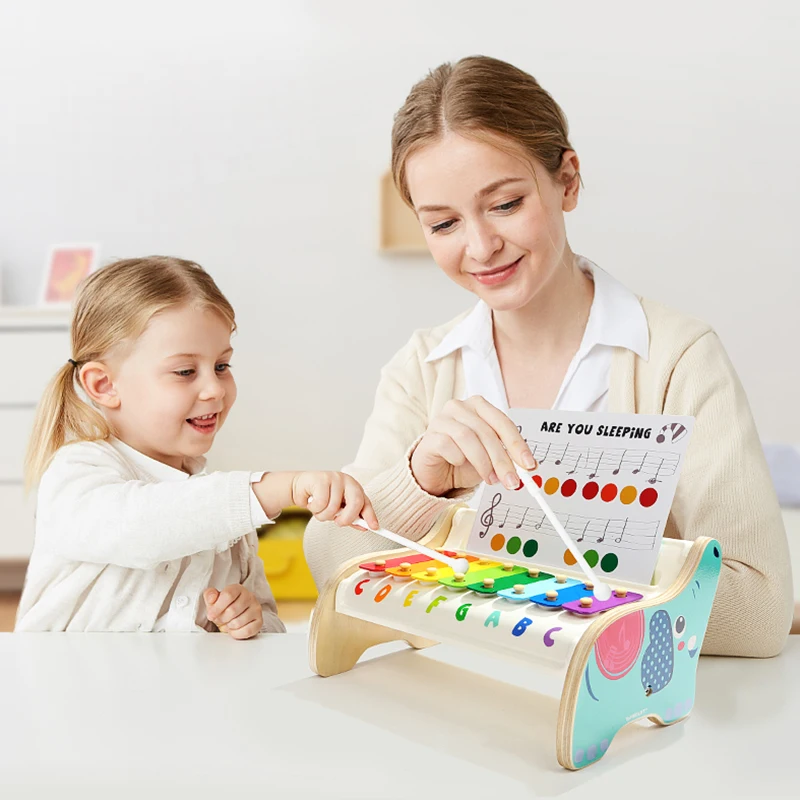 
 Топ яркий деревянный слон музыкальное пианино детский ручной ударный пианино ударная детская музыкальная игрушка маленький ксилофон  