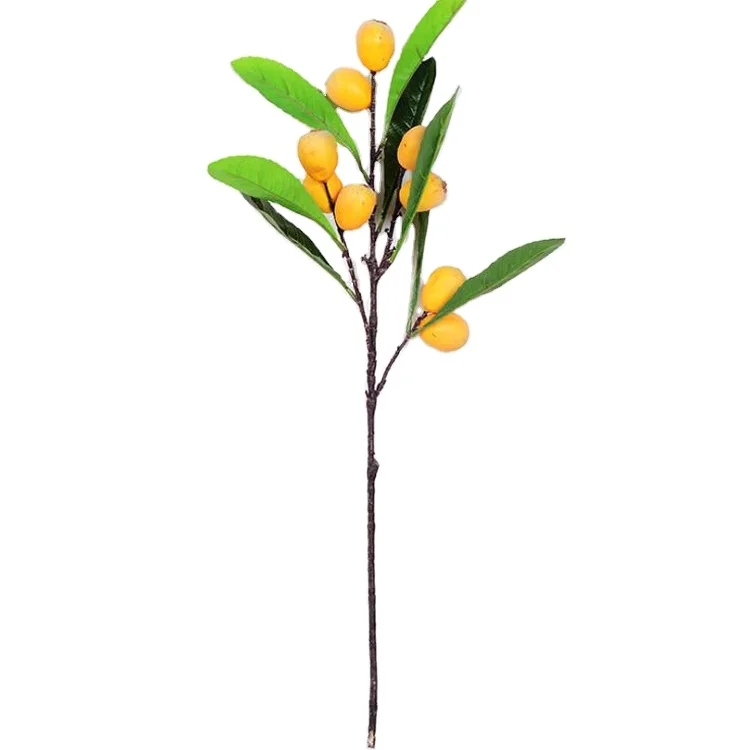 Wholesale Artificial Fruits Bunch Fake Loquat Fruit Stems Artificial