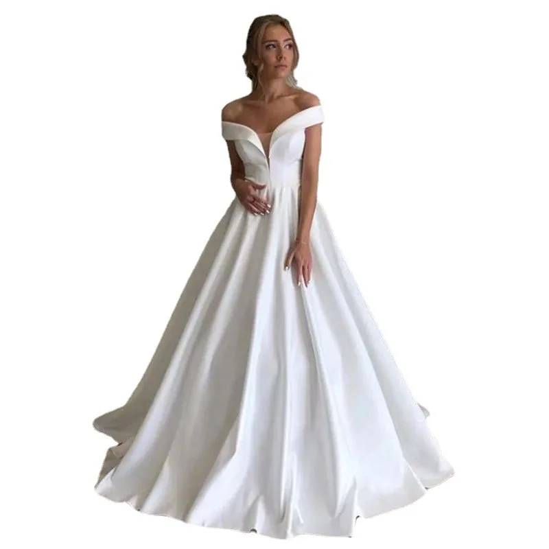 S1375F 2025 New Simple Elegant Satin Off Shoulder Customizable Party Dress  Evening| Alibaba.com