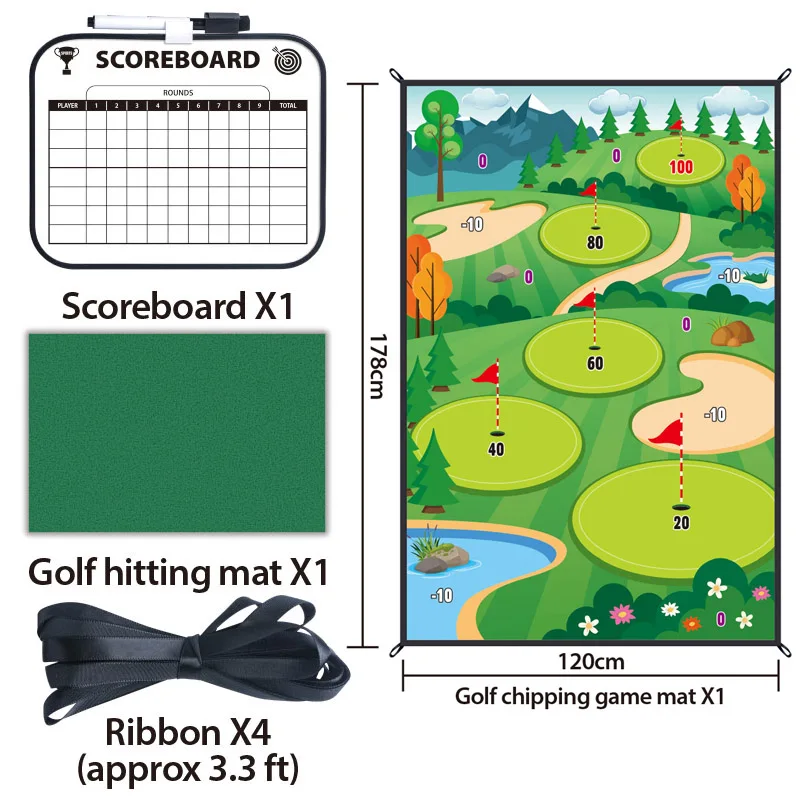 Samtoy Indoor Golf Training Aids Dart Mat Golf Chipping Net Floding Metal Golf Clubs 20PCS 4 Color Sticky Balls Game Toy
