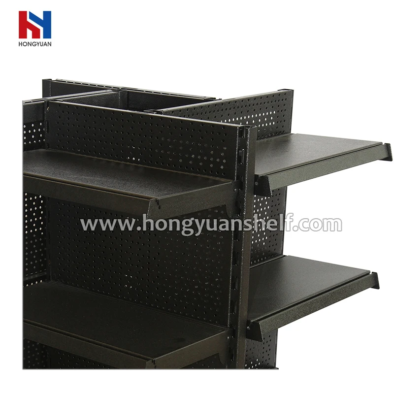 SGS Certification Four Way Grocery Store Display Shelves Supermarket