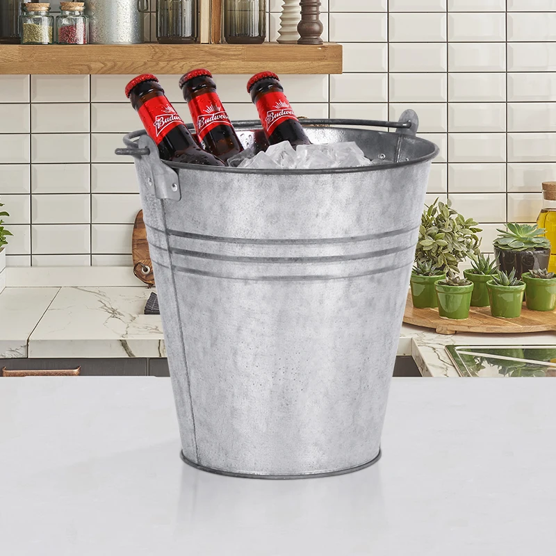 Hot Sale Custom Made Farmhouse Large Pegs Bucket Galvanized Metal Storage Bucket Household Ice Bucket
