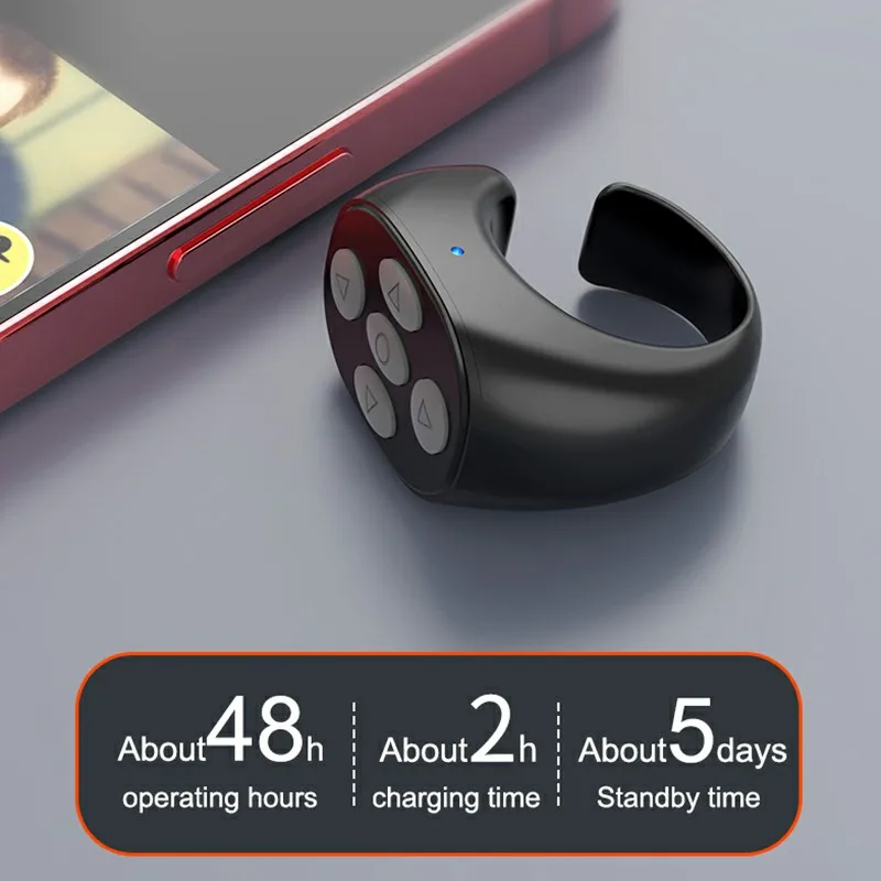 2026 New Tiktok Remote Control Scroll Ring Page Turner Fingertip Video Controller Wireless BT Scrolling Ring with Charging Case