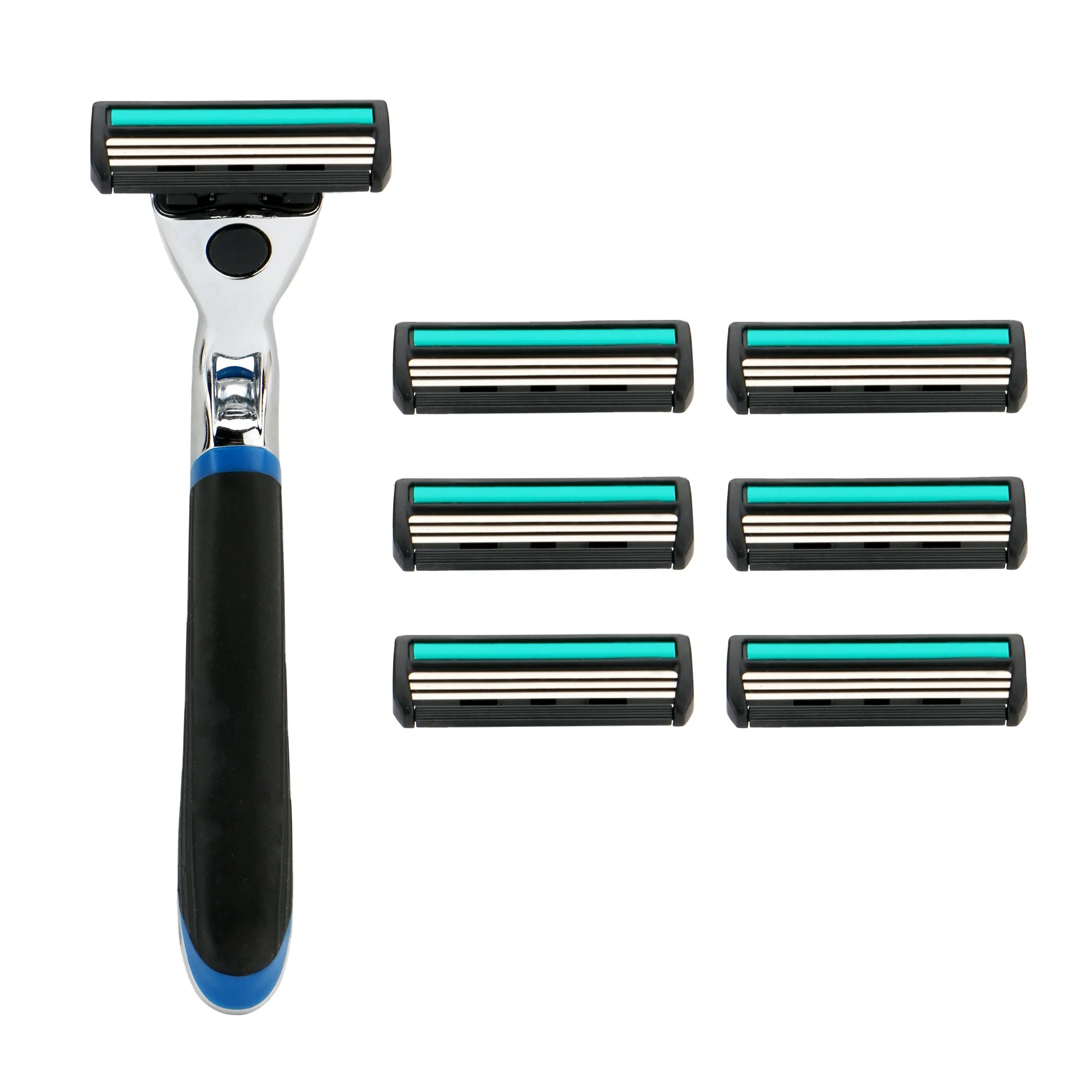 Three Blade System Razor Metal Handle Cartridge Changeable System Razor
